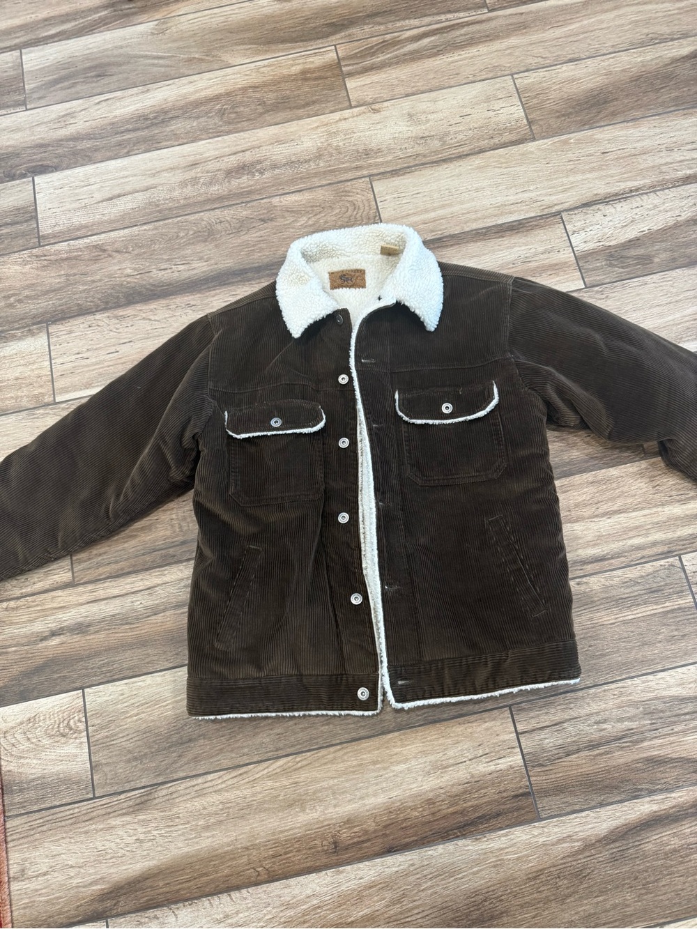 Men's Corduroy Sherpa-Lined Jacket in Dark Brown